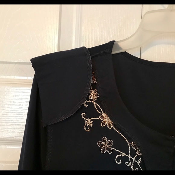 Alfred Dunner Navy Blue Tunic w/Beading Trim Sz L - Picture 6 of 8